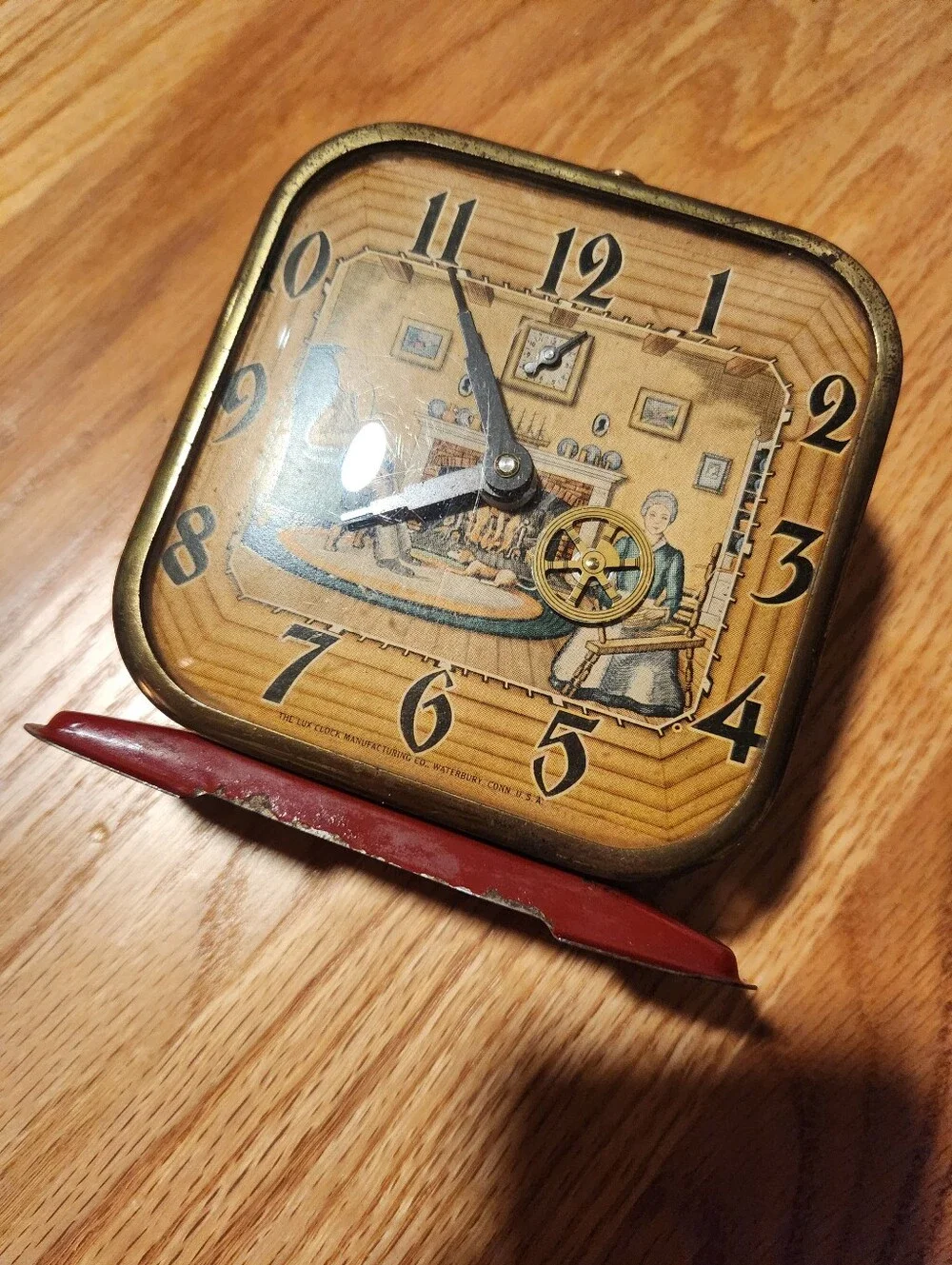 Vintage 1950s Lux Co Clock Red With Details Needs Work